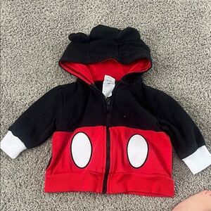 Disney Red and Black Mickey Mouse Hoodie with Zipper